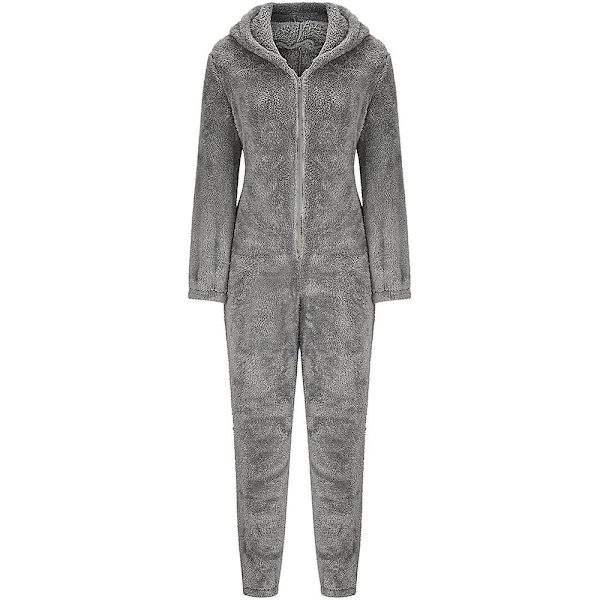 Kvinnors sexiga djup V-ringad bodycon jumpsuit pyjamas långärmad romper nattkläder Red M