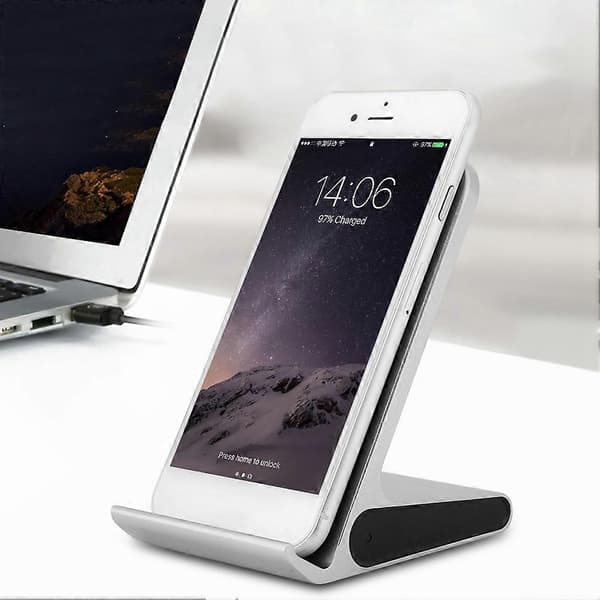 Mobiltelefon Trådløs Hurtiglading Stand Telefonlader for IphoneX S9 Note8 Sølv