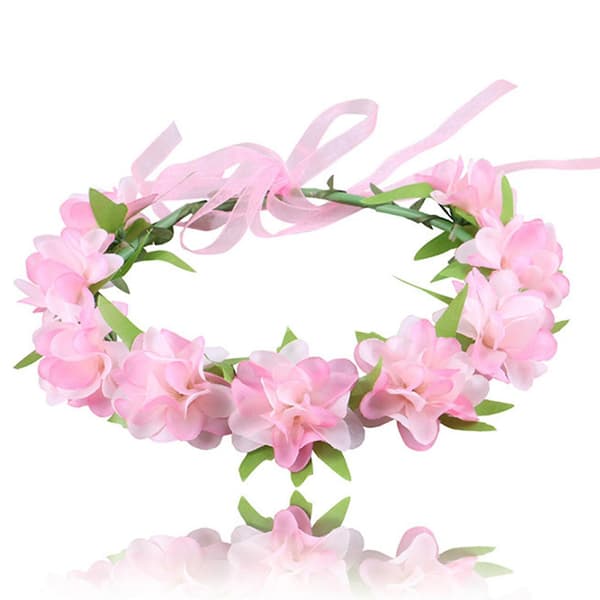Hodebånd med stoffblomst, mote hårstyling hårpynt for kvinner bryllup Pink