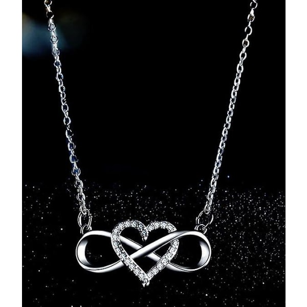 925 Silver Infinity Halsband, Infinity Halsband För Kvinnor Halsband, 925 Silver Kvinnors Halsband Med Runt Cubic Zirconia hjärta Infinity Love Together