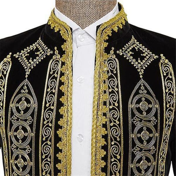 Stilig Court Prince Blazer for menn, gullbrodert dressjakke M