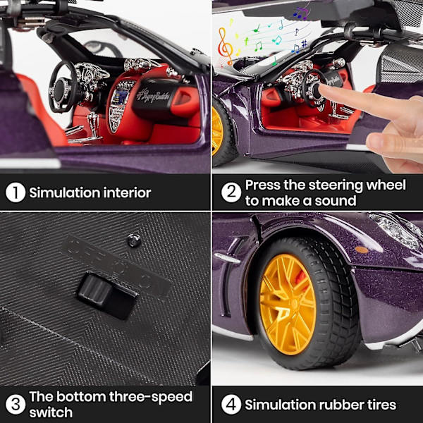 1:24 Simulaatio Pagani Metalliseos Automalli Ääni- ja Valo Vetäytymistoiminnolla Urheiluauto Painevalettu Metalliseos Lelu Poikien Kokoelma Koristelahja