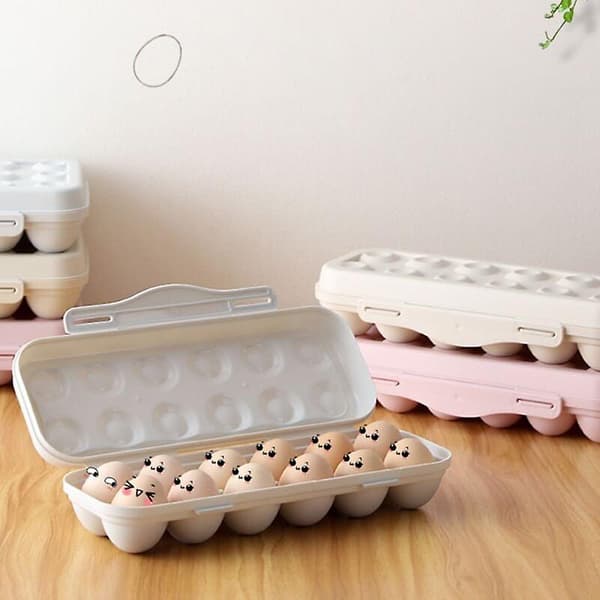 Äggförvaringslåda, 2 st ägglåda kylskåp, plast ägglåda, kylskåpsäggfack, 12 äggförvaringslåda, för äggförvaring (rosa, grå)