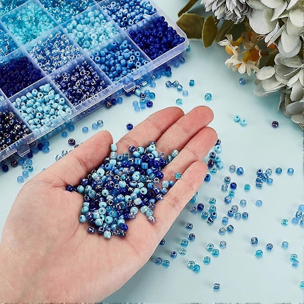 3600 stk. 4 mm blå glasfrøperler 24 farver 6/0 runde glasperler mini afstandsstykke perler talje perler håndværksperler til armbånd halskæde ørering smykker Maki
