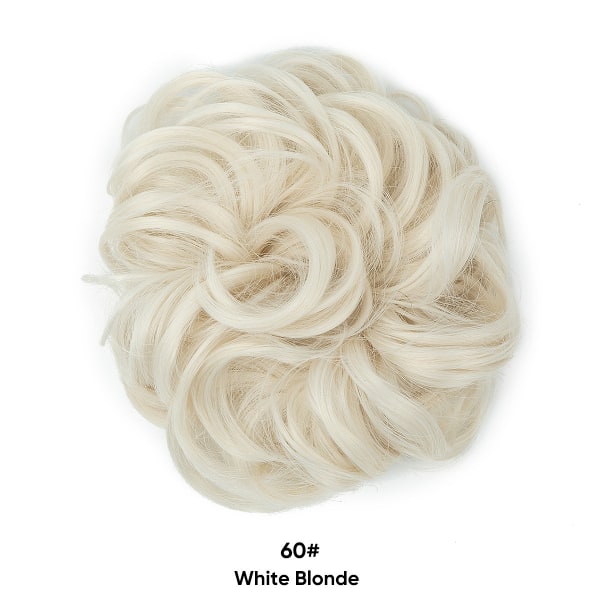 1 stk. Hårdel med elastisk bånd, stor knute-hårdel blondt krøllete hår scrunchie med håroppsats hårforlengelse rotete knute-hårdeler for kvinner jenter 60#