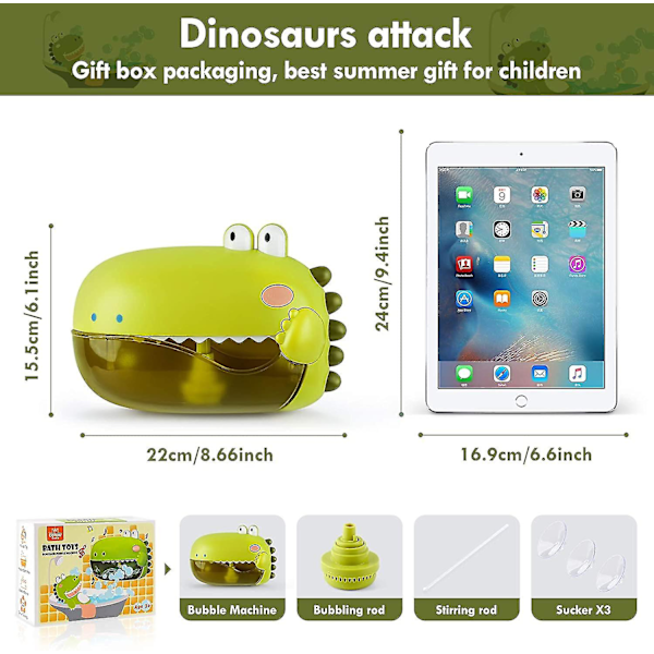Baby Leksak, Automatisk Dinosaurie Bad Bubblor Maskin, Grön