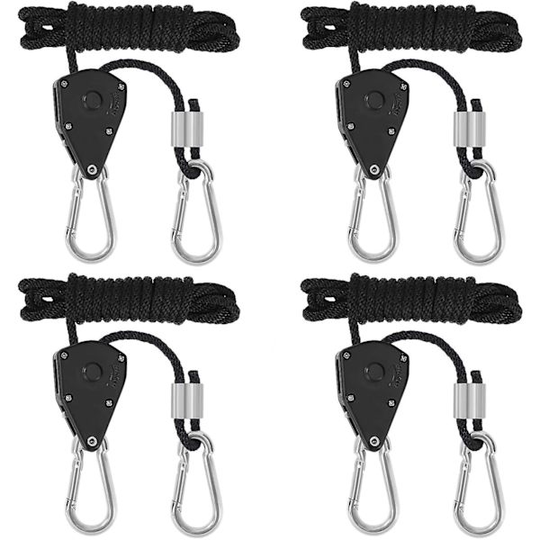 4 st Ratchet-rep med krokar för lampa eller växter, justerbar krokrep 180 cm lång (2 par)