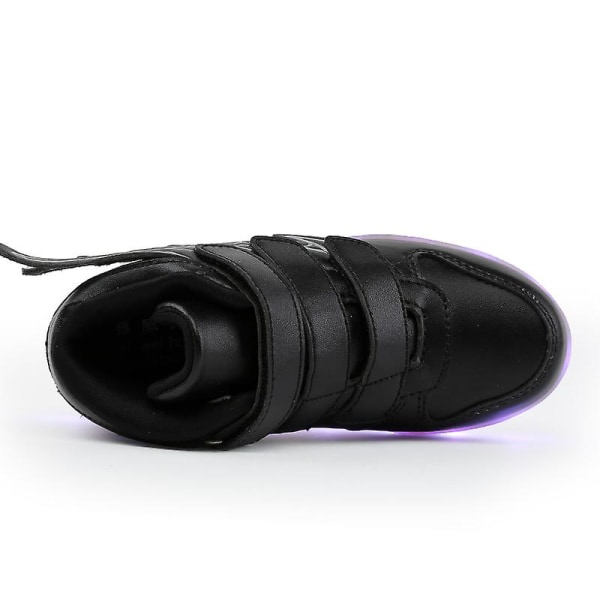 Barn Sneakers Pojkar Led Light Up Sneakers Pojkar Flickor Sport Löparskor 2L1188 Black 34