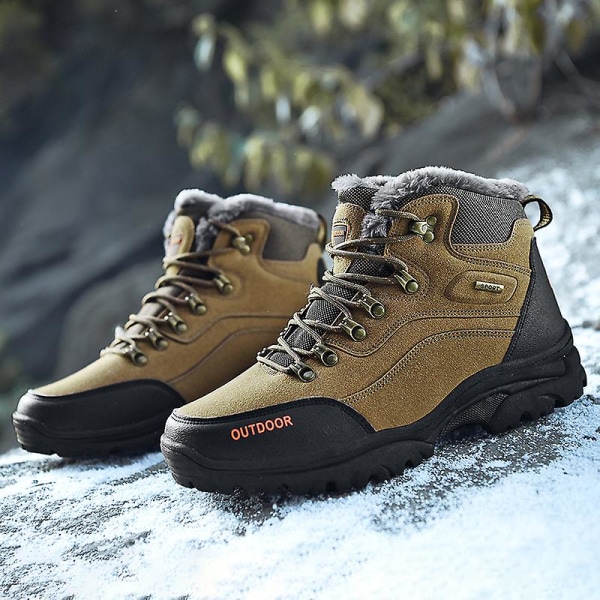 Herre Vandresko Mid-Top Varme Fleece Bomuldssko Fr9055 Khaki EU 47