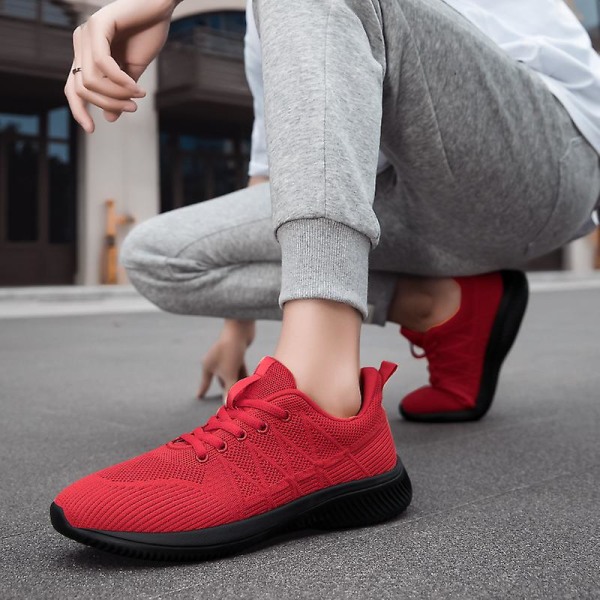 Mäns löparskor lätta andningsbara promenadskor atletiska mode sneakers 3Dsf022 Red EU 34