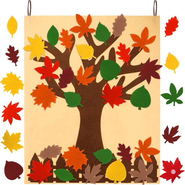 Höstens tackträd Hantverkssats Filt höstdekorationer Höstträdstavla med 60 bitar Höstlöv Lönnlöv Ornament Höstens anslagstavla för gör-det-själv