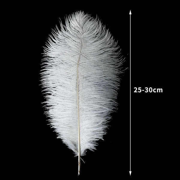 24 stk. Naturlige Hvite Strutsfjær 25-30 cm (10-12 tommer) For Bryllupsfest Borddekorasjoner Blomsteroppsats og Hjemmedekorasjon.