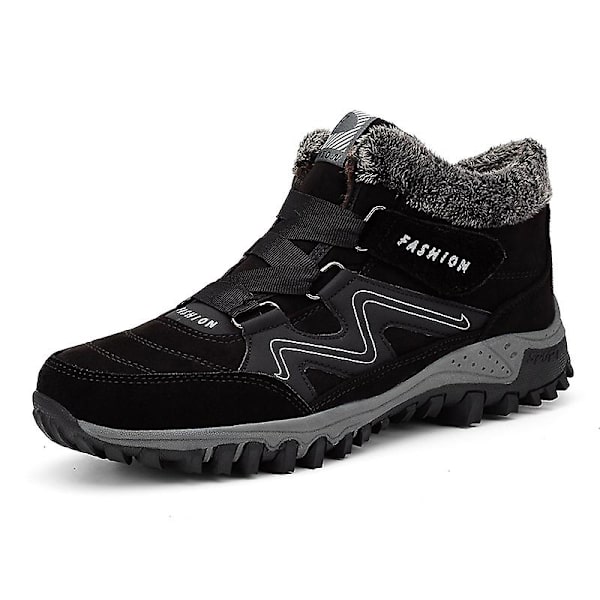 Vattentäta snöstövlar för män och kvinnor, halkfria sneakers med pälsfoder, vintervarma skor 2K6137 Black 41