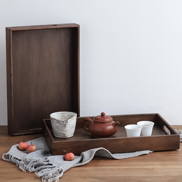 Valnøttbrett Te-sett i japansk stil med håndtaksdesign Glatt tekstur for kontor hjemme Løs te kaffe Small
