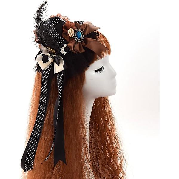 Victorian Steampunk Mini Hatt Hårklype for Kvinner (d) Black 5