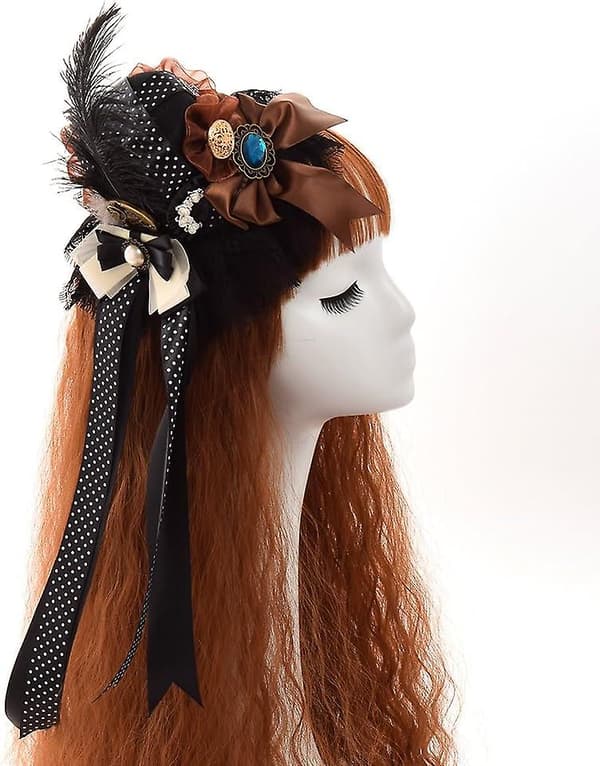 Victorian Steampunk Mini Top Hat Hårklemme til Kvinder (d) Black 5