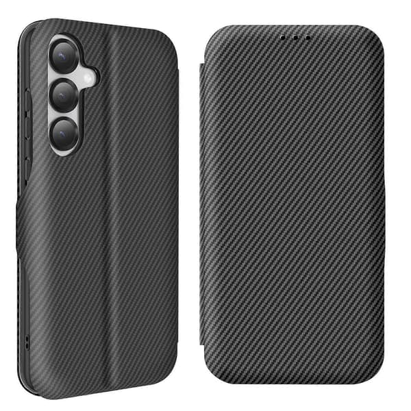 Etui til S25 Plus Carbon Fiber Videoholder og Anti-RFID, Sort