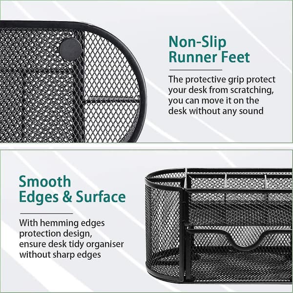 Metal Mesh Skrivebordsopbevaringsorganisator, Sort