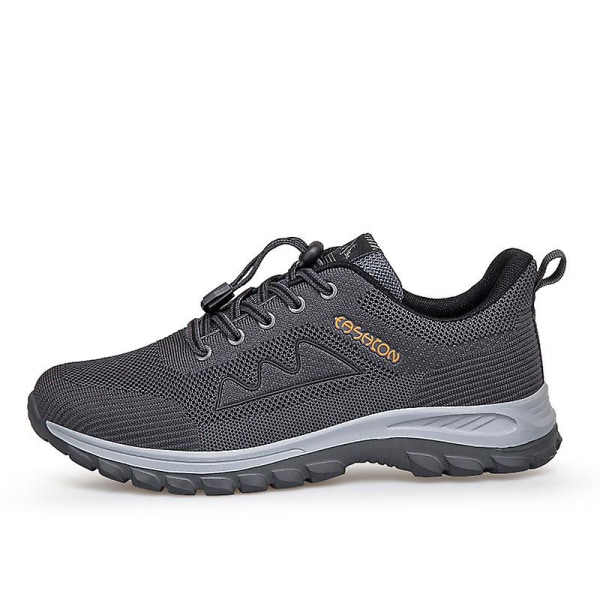 Løpesko for menn og kvinner, lette og pustende gåsko, atletiske motesneakers 3D212 Gray EU 42