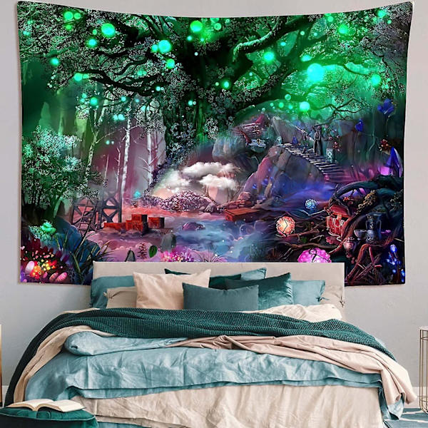(150 X 200cm) Livets Träd Gobeläng Psykedelisk Livets Träd Gobeläng Träd Måne Sol Gobeläng Väggdekoration Psykedelisk Matta Gobeläng Vägg Hängande W
