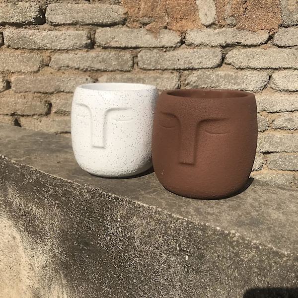 Cement Huvud Blomkruka Ansikte Vas Cement Blomkruka Ansikte Staty Blomkruka Luft Blomkruka Betong Blomkruka Succulent Blomkruka Med Dränering Super Söta F