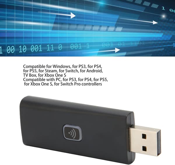 Bewinner Bluetooth-kontrolleradapter for /Switch/TV/Box/PC Gamepad, liten USB-omformer med trådløs spillhåndtak, Plug and Play