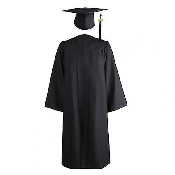 2021 Voksen Dimissionskåbe Langærmet Universitets Akademisk Kjole Lynlås Lukning Plus Størrelse Dimissionskåbe Robe Mortarboard-hue A Black L