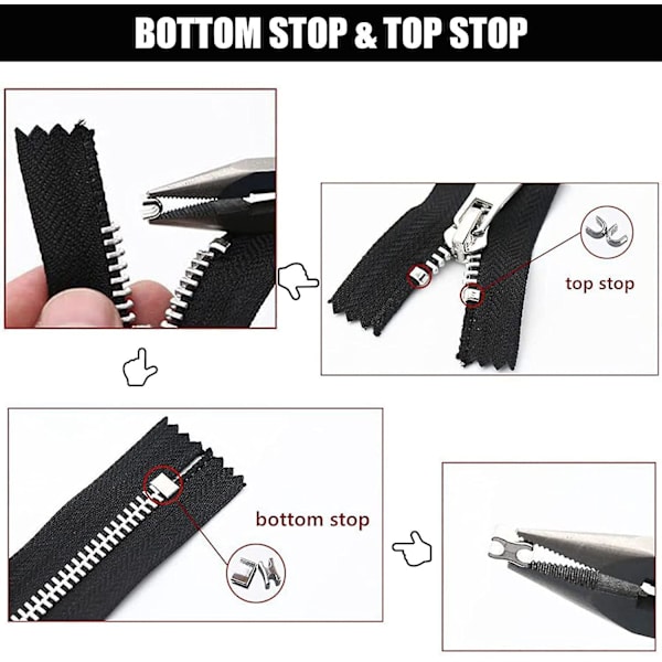 Metall Dragkedja Huvud Slider Dragkedja Reparationssats Dragkedja Drar Dragkedja Stopper Hållare Insätt Stift Diy Dragkedja Ersättning Verktygssats För Jackor Handväskor Resväskor
