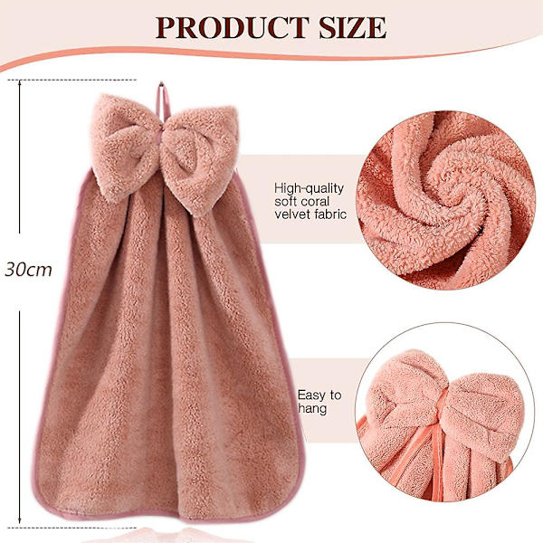 5-pack mikrofiberhanddukar med hängande ögla, korallfleece, hängande kökshanddukar, absorberande mjuka badhanddukar, snabbtorkande badhanddukar 33 x 33 cm