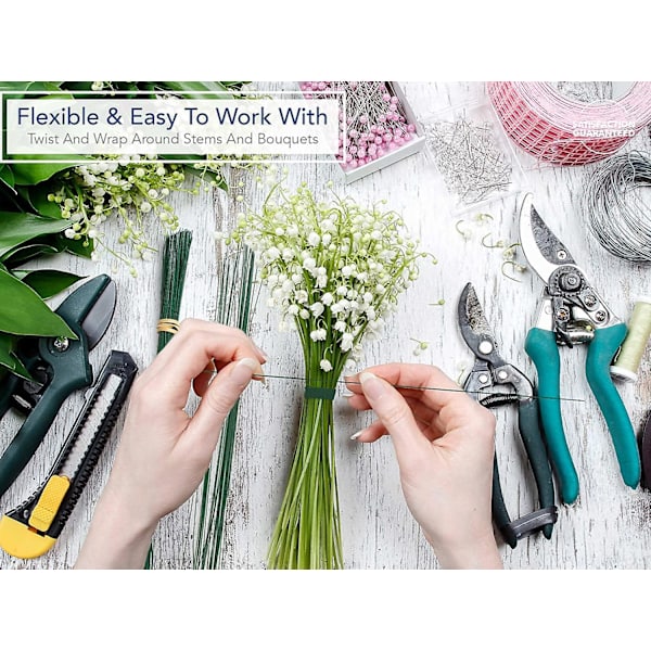 Grønn Klippet Paddle Wire i Bulk, 12\" Stenger, 21 Gauge, 200 Stk. For Blomsterarrangementer, Blomsterhandlerutstyr, Smykker, Gave, Håndverk, Kranselaging, Blomsterguirlande