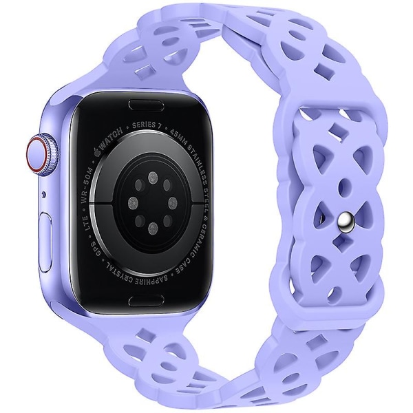 4-packs spetsläderrem kompatibel med Apple Watch 42/44/45 mm kvinnor män, Iwatch-band Smal tunn ihålig med klassiskt lås för Iwatch-serien Se/