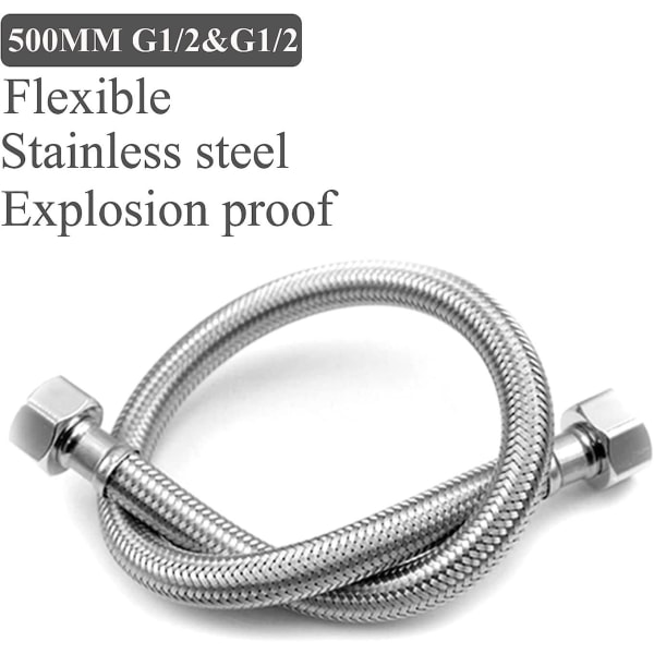 1 st flexibla rör för badrum/kök/toalettkranar British Standard Pipe M10 X1/2 Passform 500 mm lång