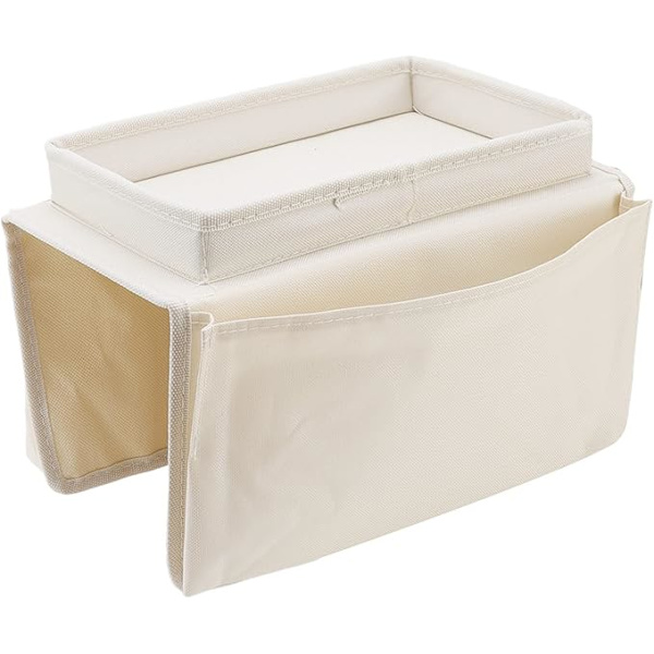 Soffbricka Bordsklämma på Sidobord, Hopfällbart Soffarmsbord Avtagbar Armstödsbricka för Att äta och Dricka beige