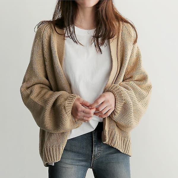 Dame Kort Cardigan Efterår Forår Langærmet Trøjer Toppe Mode Frakke Black