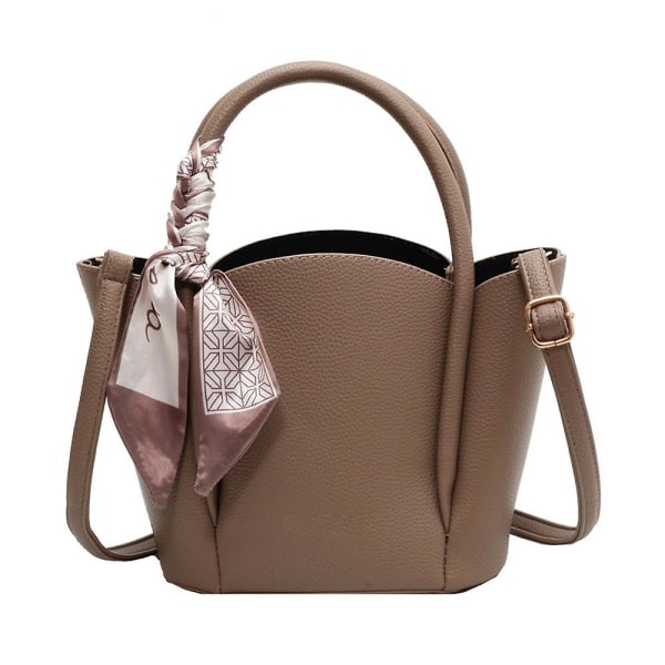 Ny handväska Messenger Bag Pu Läder Bärbar Hinkväska khaki