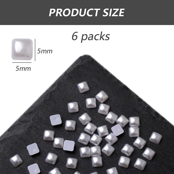 6 poser 1200 stk. Hvite Neglepynt Flatback Hjerte/firkant/trekant/diamant Multi Former 3d Neglepynt Materiale Utsmykninger For Neglekunst DIY Håndverk Acce square 5*5MM