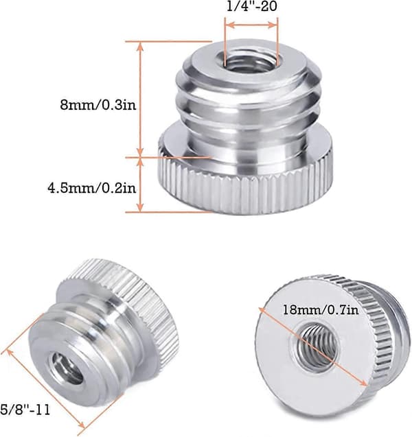1/4\"-20 til 5/8\"-11 1/4'' til 5/8'' gjenget adapter for Bosch lasernivå stativadapter