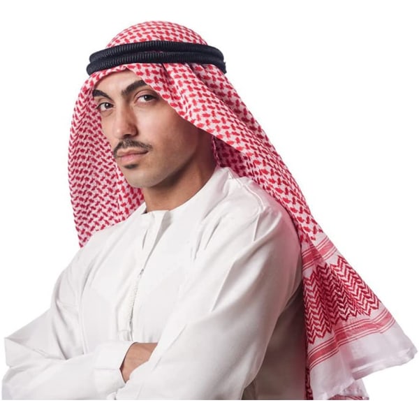 Arabisk Shemagh-halsduk för män, Mellanöstern Keffiyeh-huvudduk, Arabiska sjalar röd