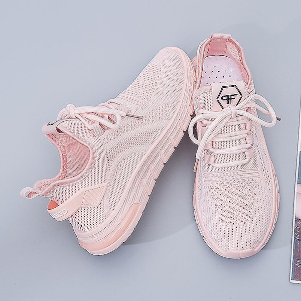 Dame Sneakers Åndbare Flyvende Vævede Løbesko Fra7701 Pink EU 41