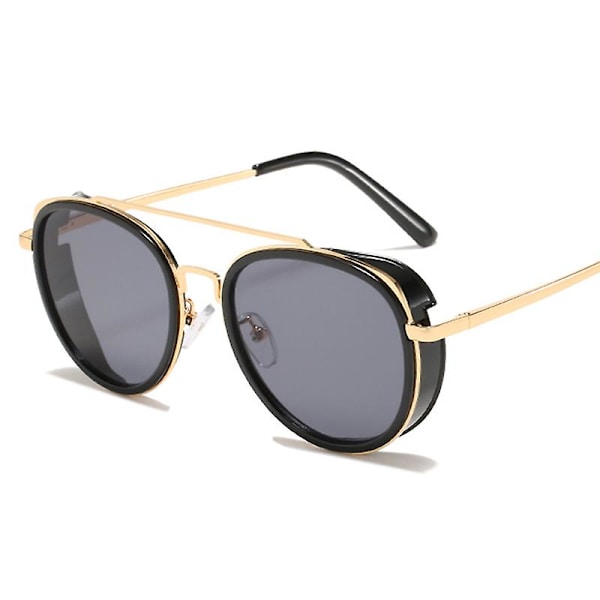 Retro Steam Punk Solbriller Runde Steampunk Dobbelt Bro Aviator Briller Til Kvinder Mænd style8