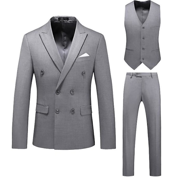 Miesten Puvut 2-Nappinen Slim Fit 3-osainen Puku grey 2XL