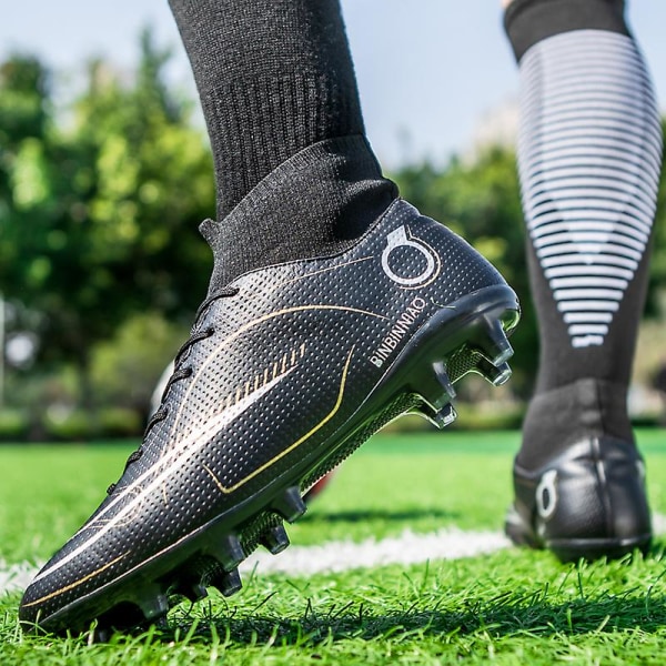 Fotbollsskor för män, halkfria fotbollsskor, fotbollsskor, grässkor, Yj619 Black EU 39