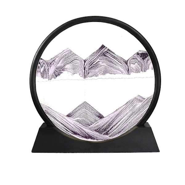 Liikkuva hiekkataidekuva pyöreä lasi 3D syvänmeren hiekkamaisema virtaava hiekkakehys kodin sisustus Purple 7 inch