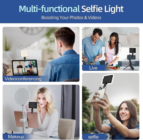 Selfie-lys til iPhone-telefonlys med klips, bærbar med 3 lystilstande, videolys