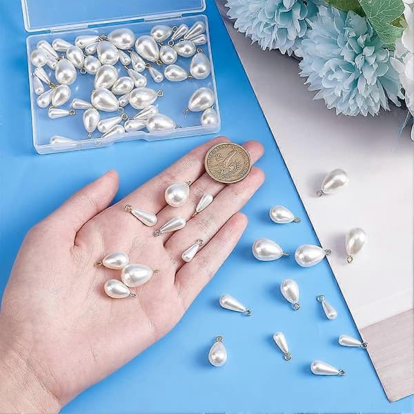 Dråbeformede Perlevedhæng Perlevedhængsforbindelser Ovale Perler Hvide Imitationsperlevedhæng