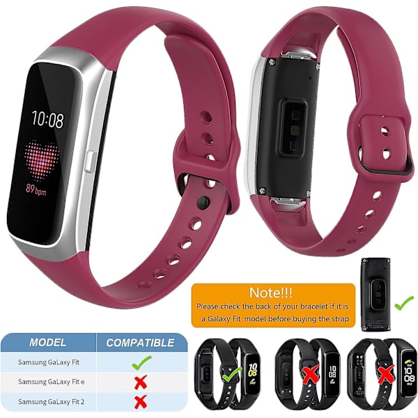 2 stk. remme kompatible med Samsung Galaxy Fit Sm-r370, vandtæt, blød og åndbar silikone udskiftningsrem passer til Samsung Galaxy Fit