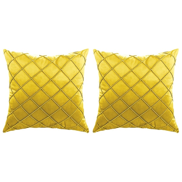 18x18" dekorativt kuddfodral i sammet, 1 set med 2 soffa Soffa Sängkuddar Örngott set, vardagsrum fyrkantigt stoppade funktioner Randigt set yellow