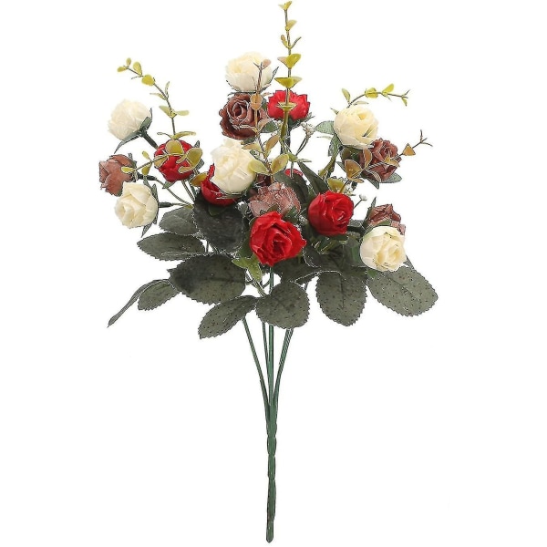 Kunstig Bukett Med Kunstige Roser, Silkeblomster, Ideell Som Dekorasjon 2 Stykker Rosa red
