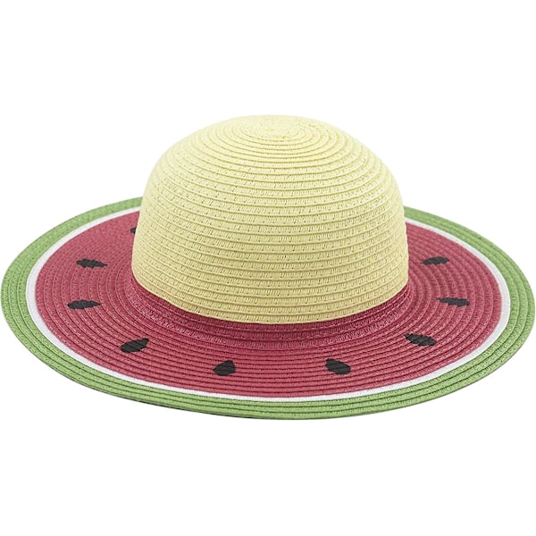 Jente Barn Sommer Strå Bredbremmet Slapp Strand Solhatt