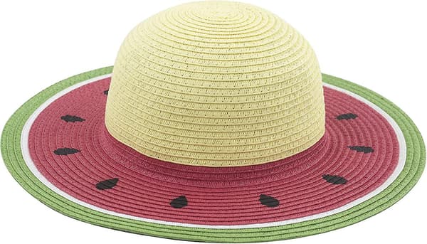 Pige Børn Sommer Strå Bredskygget Slap Strand Solhat